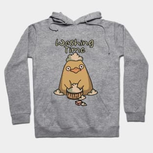 Yellow Chick-Washing Time (gray) Hoodie